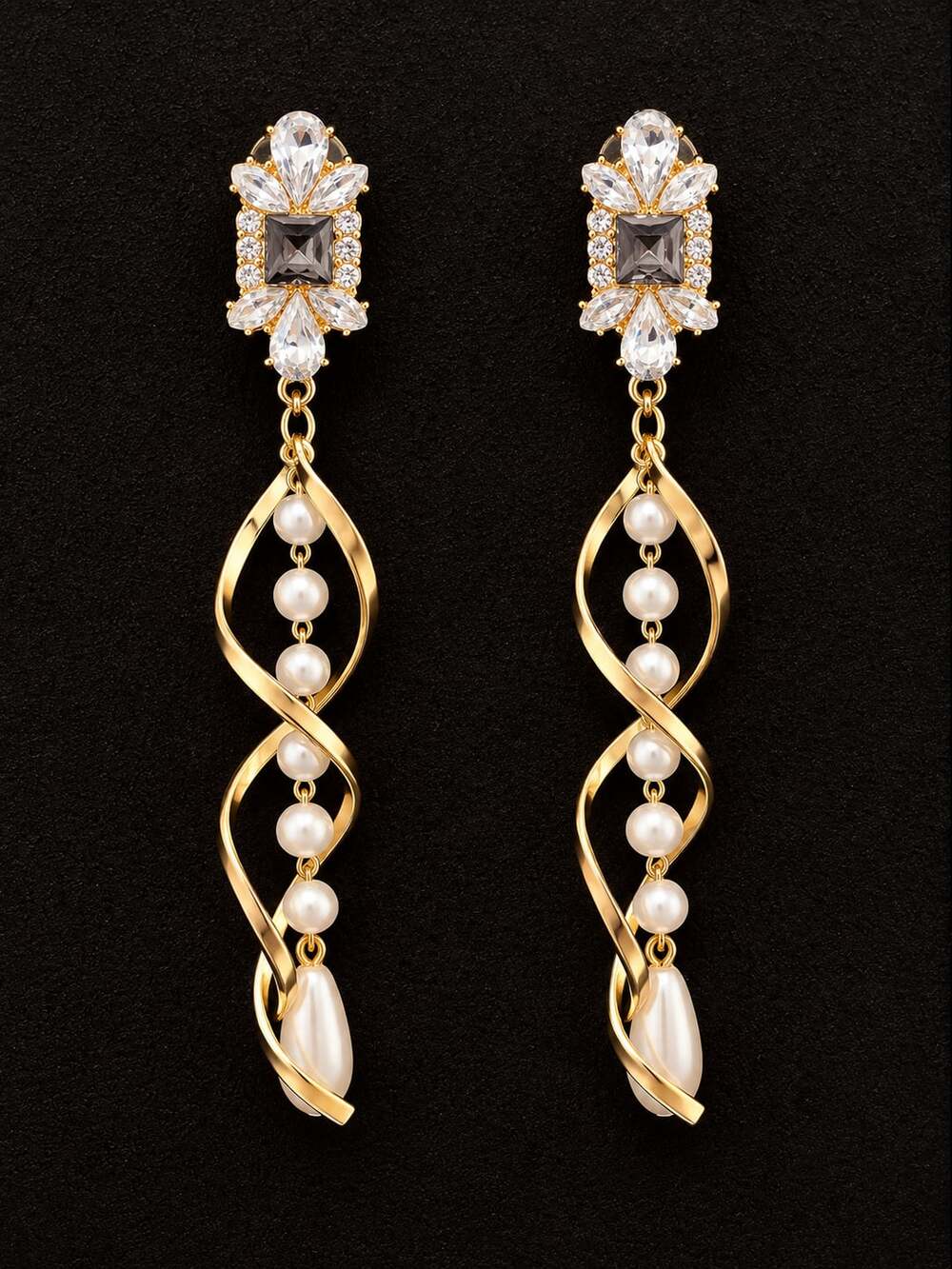 Crystal Pearl Dangle Earrings